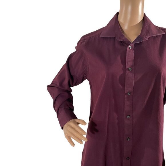 Michael Kors Women’s Burgundy Button Down Collared Long Sleeve Blouse Size M - Picture 3 of 14